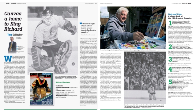 Birthplace of B.C. Gallery artist, Richard Brodeur is featured today in a two page spread in The Province