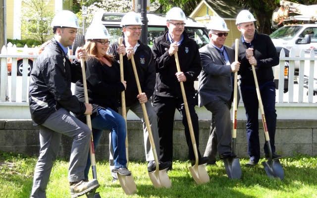 Ground was ceremoniously broken to mark the start of the utility undergrounding for Fort Langley 